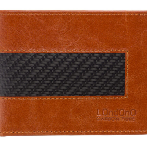 Londono Carbon Fiber and Leather Sports Wallet / Light Brown