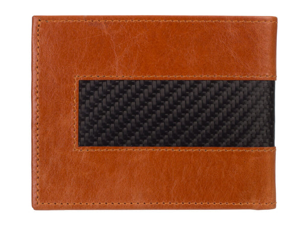 Londono Carbon Fiber and Leather Sports Wallet / Light Brown