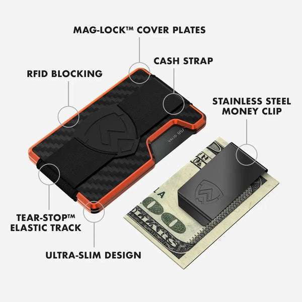 Axwell Wallet - Blaze Orange Carbon Fiber