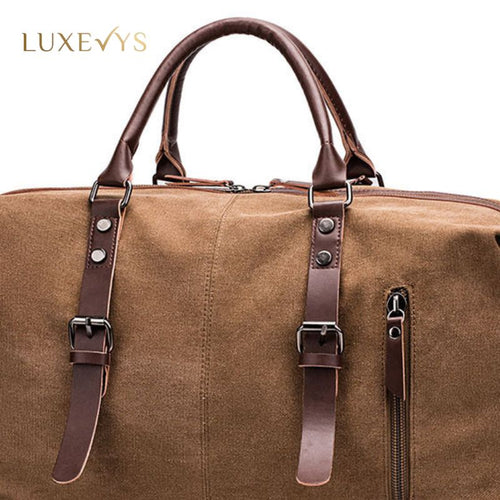 Large Capacity Brown Genuine Leather Travel Bag