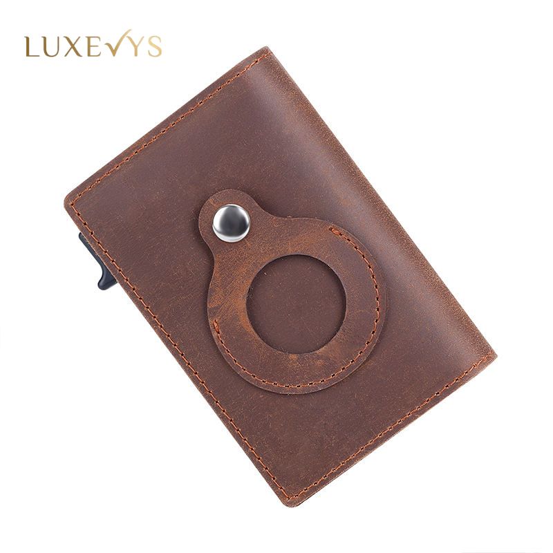 Anti-Theft RFID Blocking Genuine Leather Metal Card Holder Wallet
